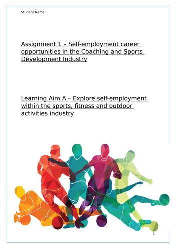 Task A assessment booklet - Unit 2 - Self employment, Sport and Physical Activity