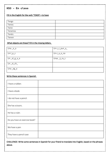 KS3 Spanish: En clase | Teaching Resources