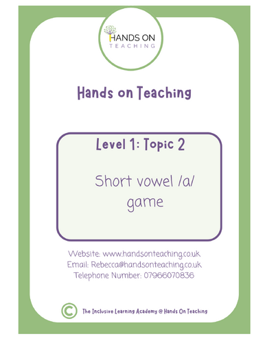 Hands on Teaching Short Vowel A Game