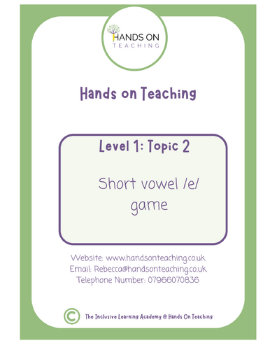 Hands on Teaching  Short Vowel /e/ Game