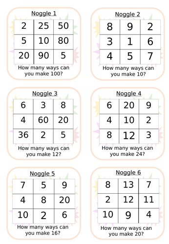 KS1 Noggle Cards Maths Game