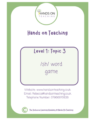 Hands on Teaching /sh/ Word Game