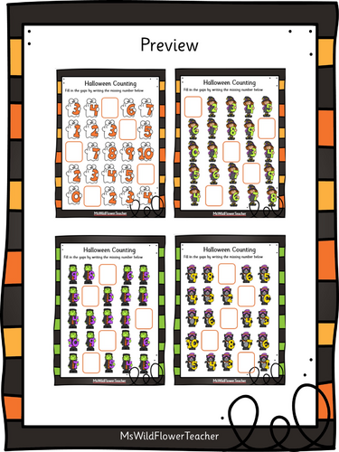 Halloween Counting Fill in the Gaps 1-10 EYFS Maths