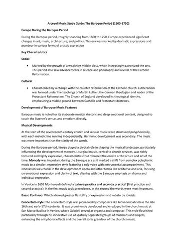 OCR A Level Music - Area of Study 4 Revision Guide