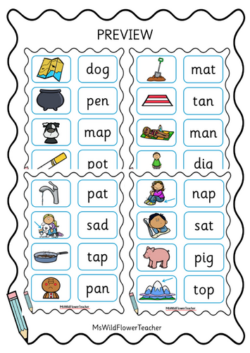 CVC Sound Blending 1 Matching Activity Booklet  (Phonics EYFS/Year 1)