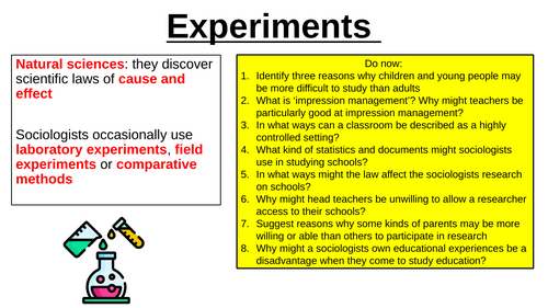 A Level Sociology Research Methods: Experiments