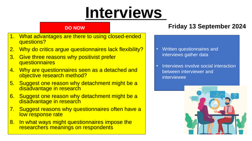 A Level Sociology Research Methods: Interviews