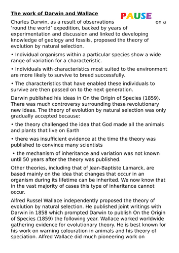 AQA Darwin & Wallace Text and MCQs