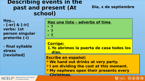 NCELP Year 8 Spanish - Tiered Starters (Half-term 2 - 14 starters)