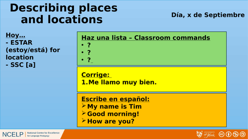 NCELP Year 7 Spanish - Tiered Starters (Half-term 1 - 14 starters)