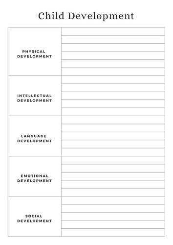 Child development Worksheet