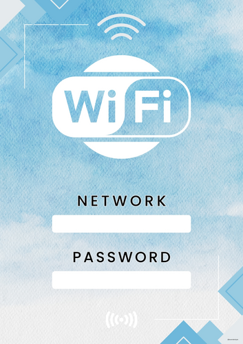 Wi-Fi Network & Password Poster – Perfect for Classrooms or Staff rooms