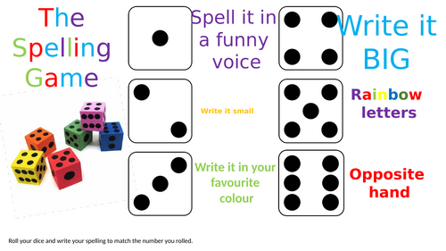 Spelling dice games