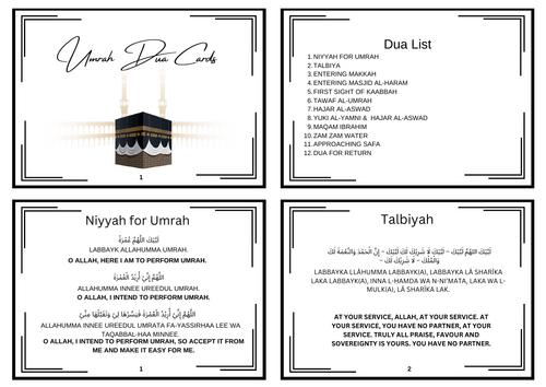 Umrah/Hajj Prayer/Dua cards