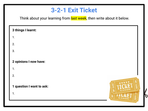 3-2-1 Exit Ticket