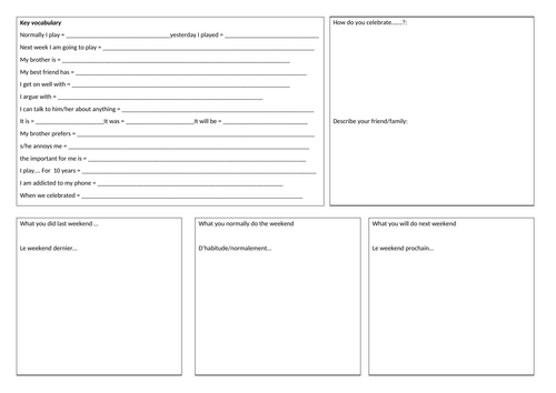 Edexcel GCSE French - Revision worksheet