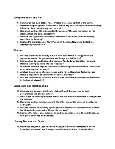 Face Zephaniah Benjamin GCSE literature Question