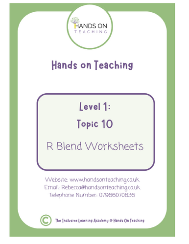 Hands on Teaching R Blends Worksheets