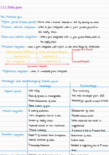 A-Level Edexcel Economics A - 3.1.2 Business growth