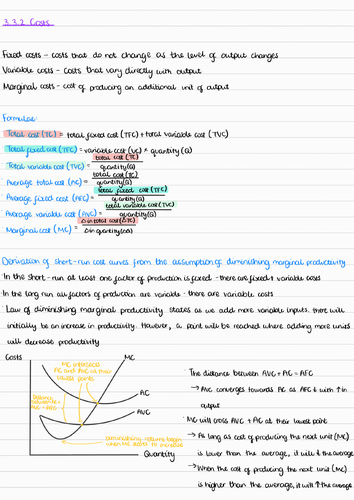 A-Level Edexcel Economics A - 3.3.2 Costs