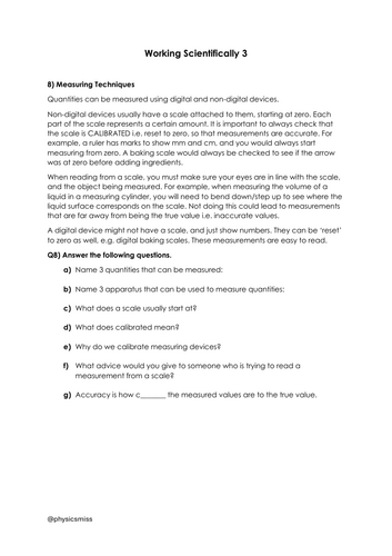 KS3 Worksheets Booklet Working Scientifically 3