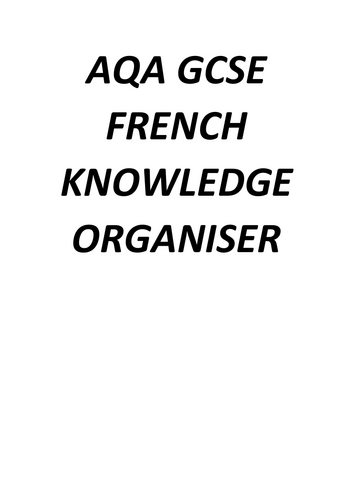 AQA French GCSE Knowledge Organiser (New 2026 specification)