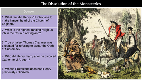 Monasteries Dissolution Reformation | Teaching Resources