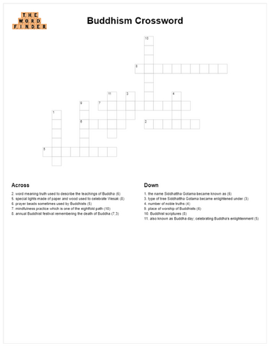 Buddhism Crossword