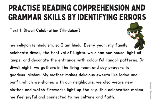 Nouns and the Present Simple Error Correction: Religions and Festival Descriptions