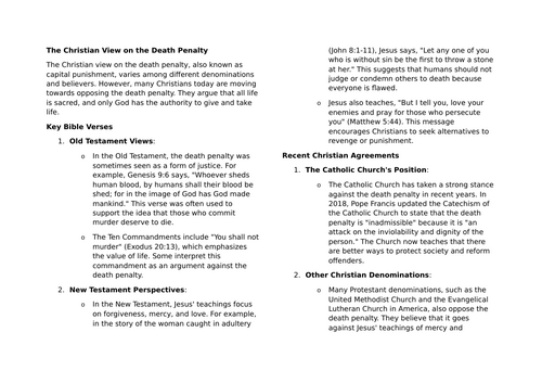Christian and Muslim view on the death penalty