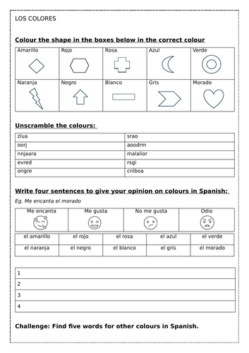 KS2/3 Spanish: Los colores