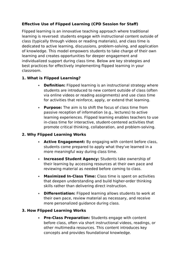 Effective Use of Flipped Learning (CPD Session for Staff)