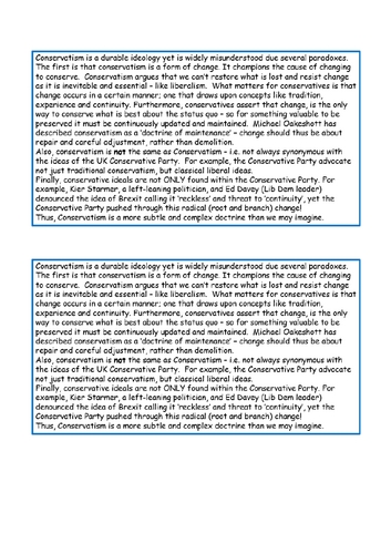 AQA Politics 7152/3 - the origins of conservatism