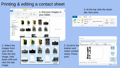 Photography, Contact sheet printing and annotating