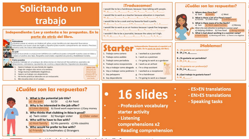 Spanish AQA GCSE 7.4 Solicitando un trabajo | Teaching Resources