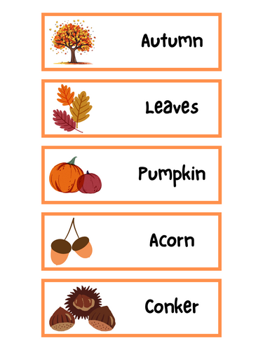 Autumn Display Vocabulary