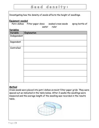 Year 8 - Reproduction - L4 Seed dispersal (Worksheet)