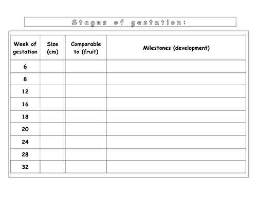 Year 8 - Reproduction - L8 Gestation  (Carousel/Circus activity worksheets)