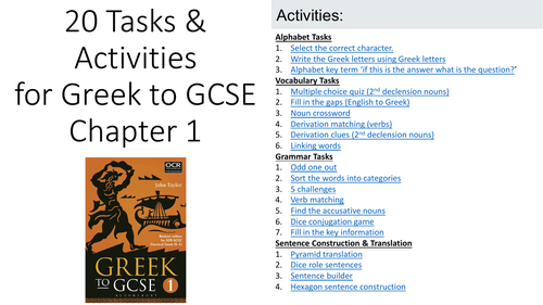 Greek to GCSE Chapter 1- 20 Tasks & Activities