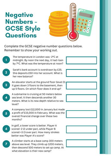 Negative Numbers GCSE Word Problems