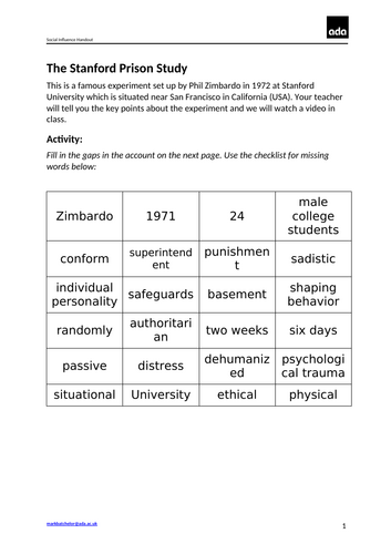 Zimbardo's Prison Study