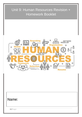 Cambridge Technical Level 3 Unit 09 Human Resource Revision/Homework Booklet