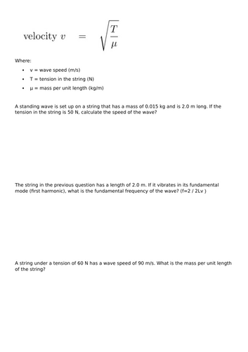 Wave speed of a string