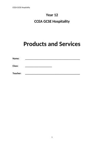 CCEA Hospitality Unit 2 Products & Services