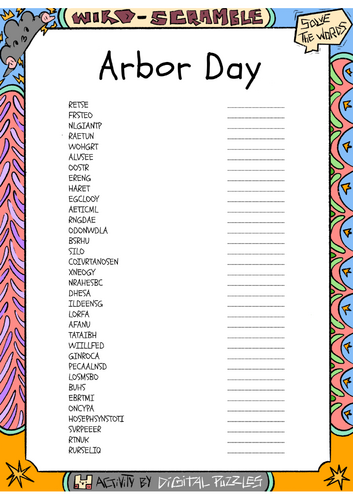 Arbor Day word puzzle puzzle worksheet activity