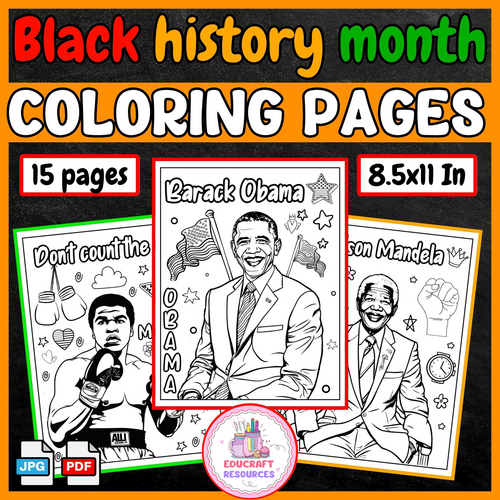 Black History Month Heroes Coloring Pages | famous Black figures coloring sheets