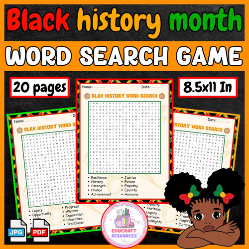 Black History Month Word search game | Black History Month digital resources k-2