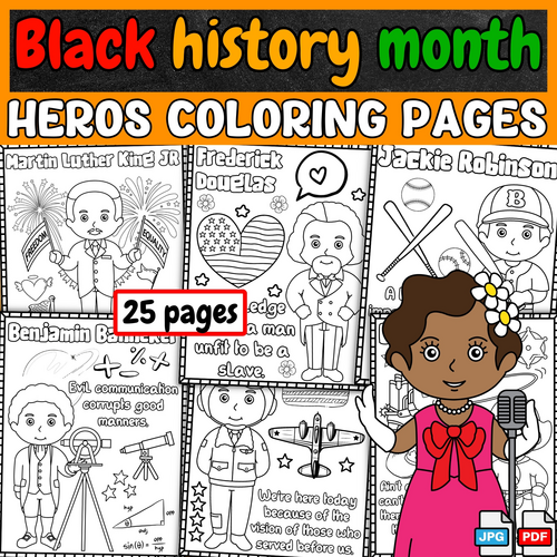 Black History Month Coloring Pages | Black heroes quotes coloring activities k-2