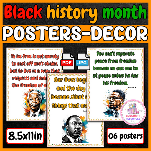 Black history month Bulletin Board posters | famous icons-Heroes Quote banners