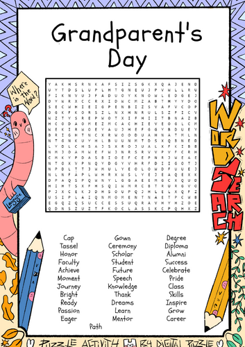 Grandparent's Day word search puzzle worksheet activity